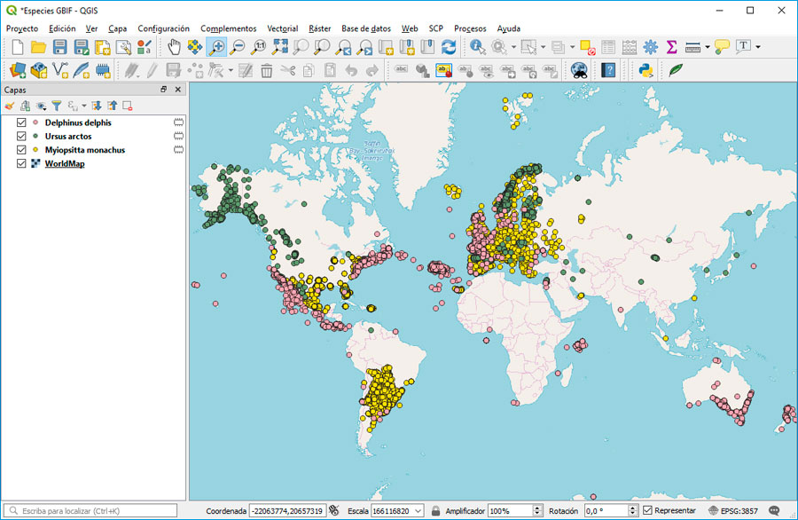Cartografía de distribución de especies mundiales en QGIS