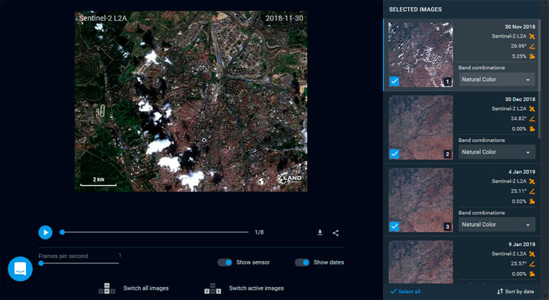 Configurar creación de timelapses para imágenes satélite