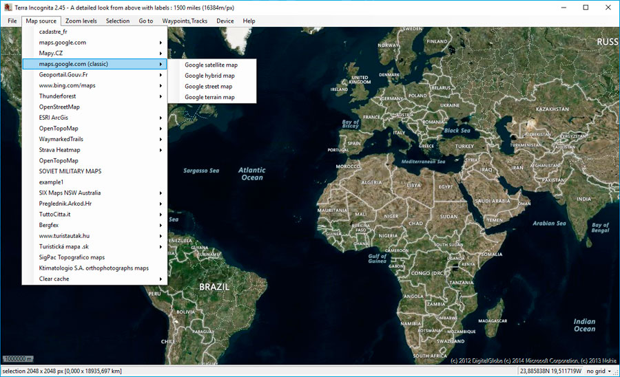 Descarga de mapas e imagenes satélite con Terra Incognita