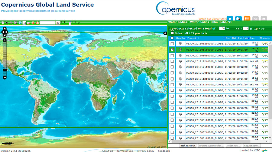 Descarga cartografía de masas de agua mundiales