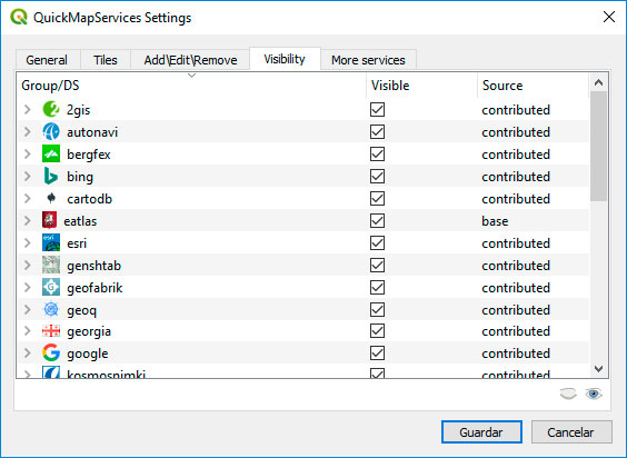 Listado de mapas base para QGIS con QuickMapServices