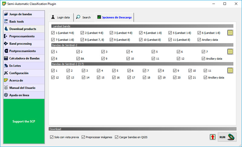 Descargar bandas satelite en QGIS