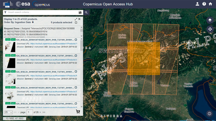 Descarga de imágenes Sentinel del Proyecto Copernicus