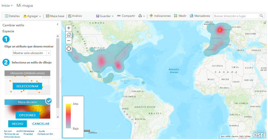 Mapas de calor heatmap en ArcGIS Online