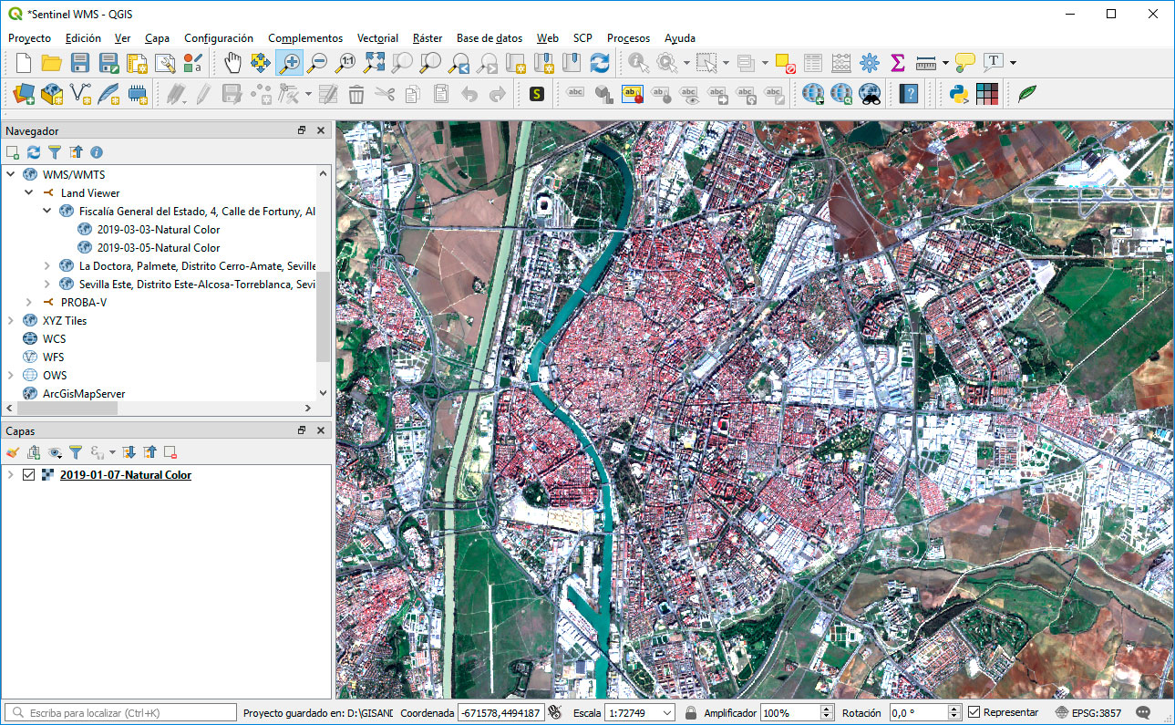 Añadir WMS satélite en QGIS