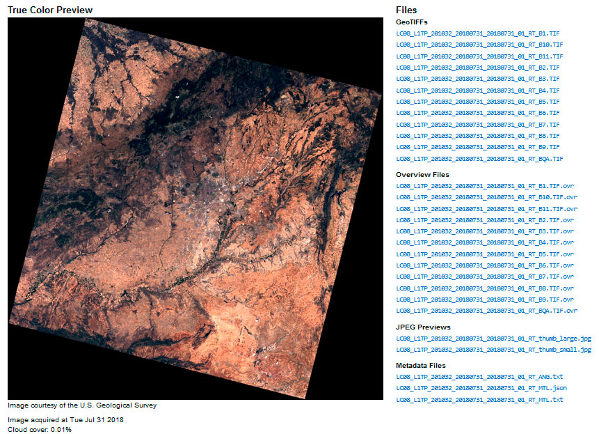 Descarga de imágenes satelitales Landsat
