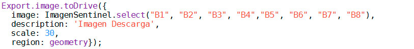Script para exportar imágenes en Google Earth Engine