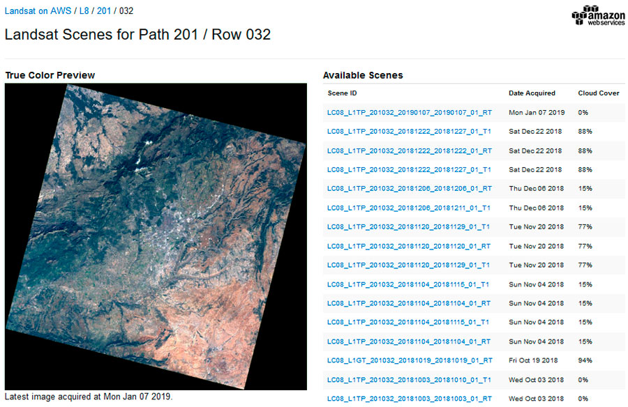 Descarga de imágenes Landsat