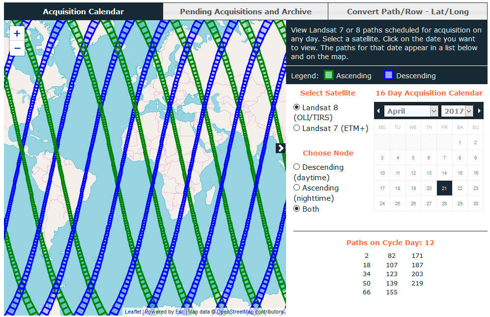 Calendario Landsat