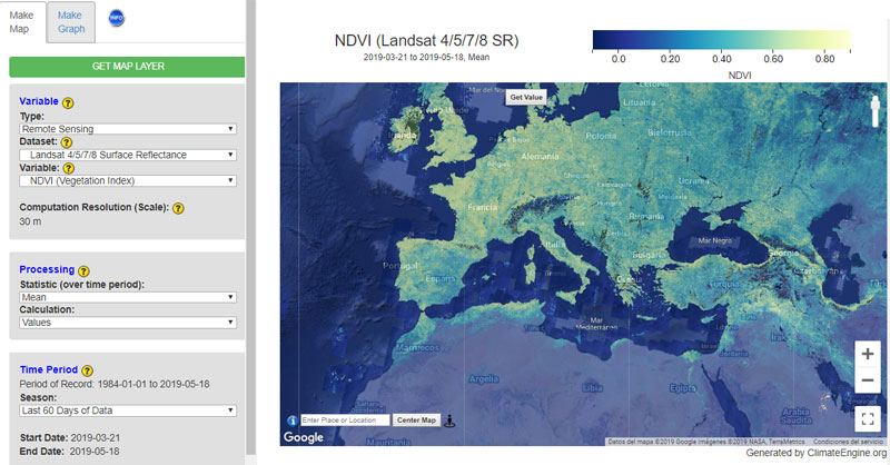 Descargar datos climáticos con Climate Engine