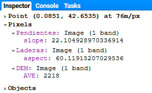 Datos de pendientes y orientación de laderas en Google Earth Engine