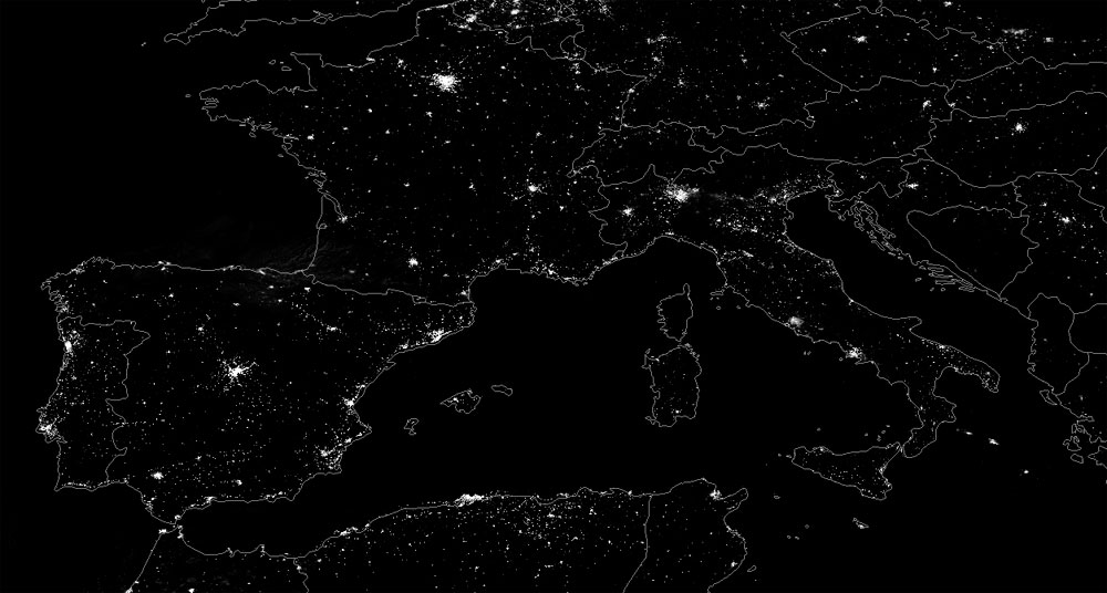 Imágenes satélite nocturnas para impacto luminoso