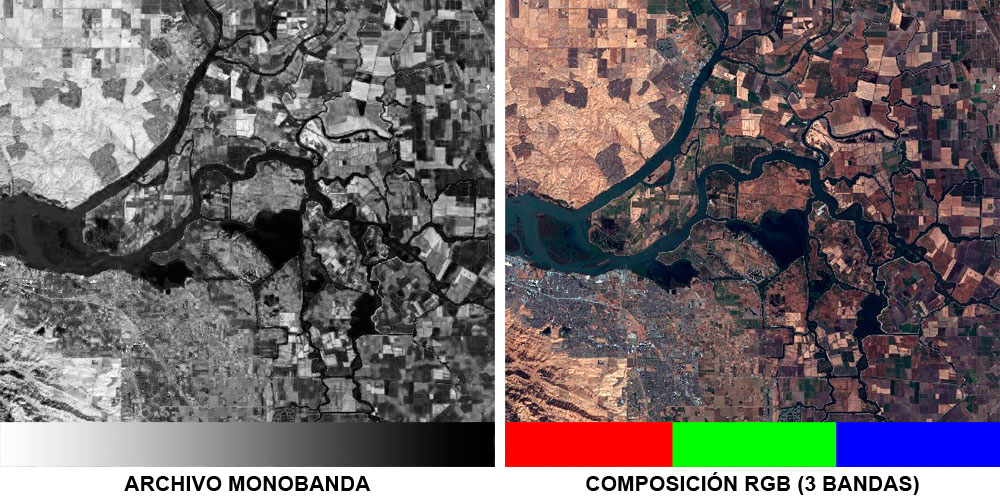 Combinación de bandas de imágenes satelite