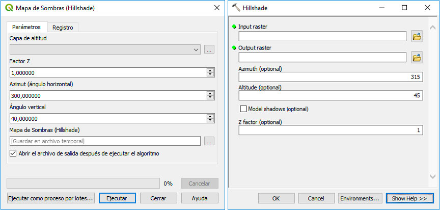 Creación de archivos hillshade de sombreado de laderas