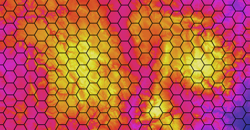 Malla de cuadrículas hexagonales 1x1 y 10x10