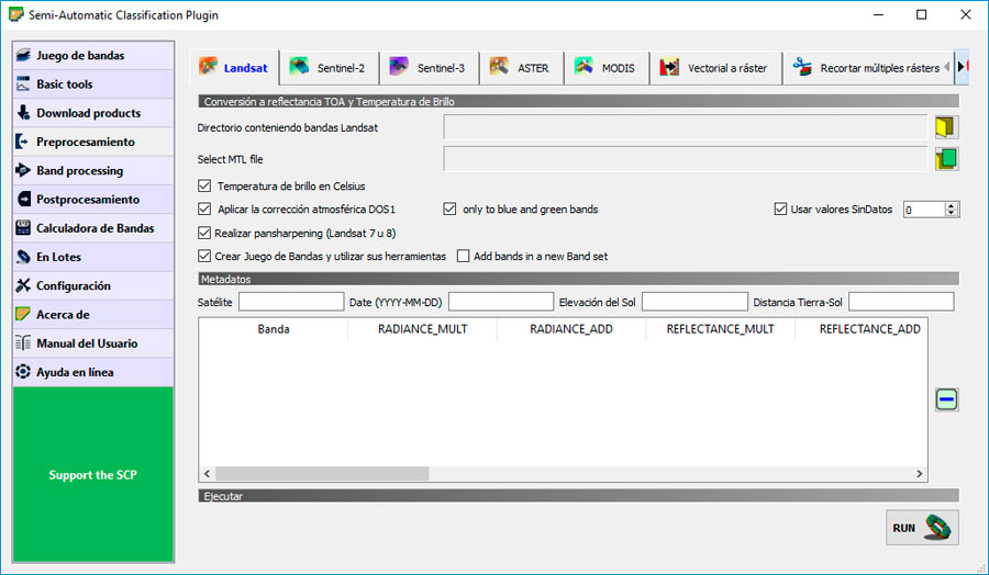 Plugin imágenes Landsat SCP para QGIS