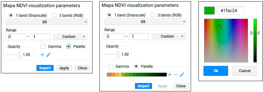 Colores en Google Earth Engine para simbolizar ráster