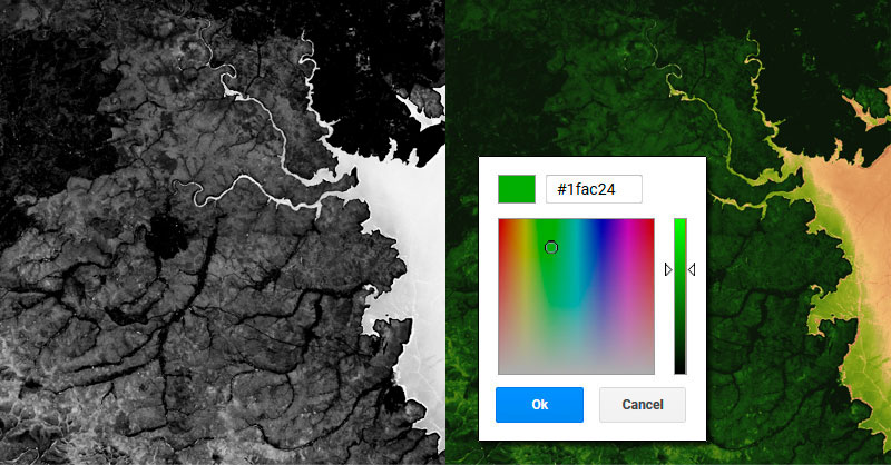 Simbología de colores en Google Earh Engine