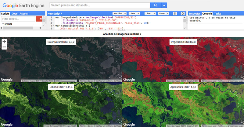 Cómo montar múltiples vistas en Google Earth Engine