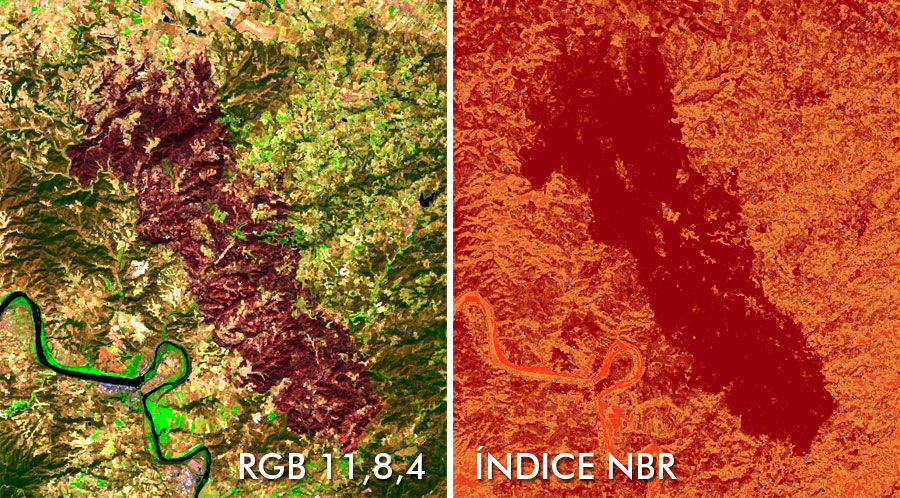 Comparativa de incendios con imágenes satelitales