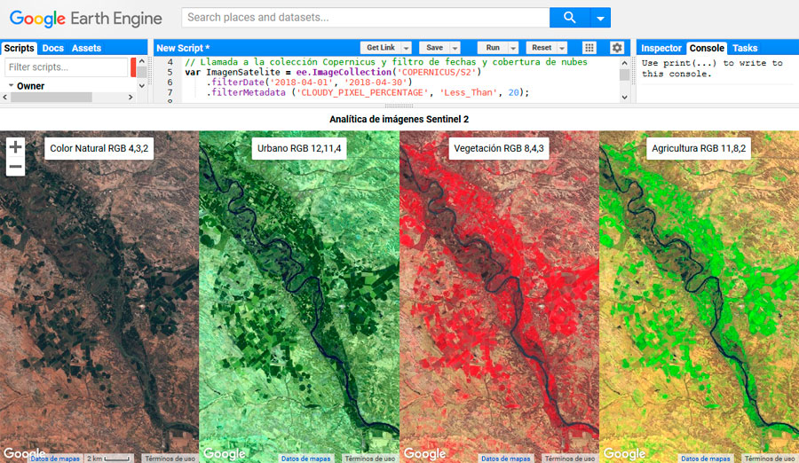 Múltiples vistas verticales en Google Earth Engine