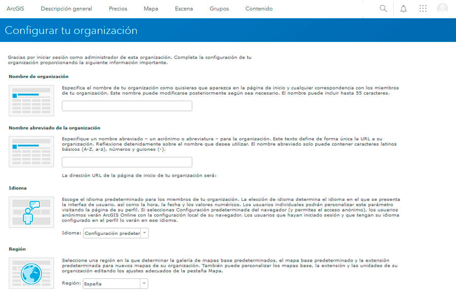 Configuración de ArcGIS Online