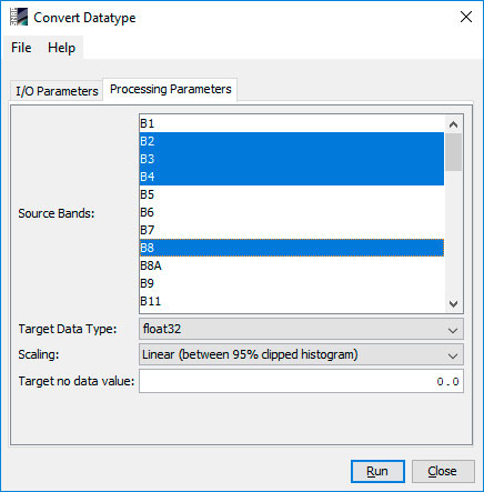 Exportar bandas para composiciones RGB en SNAP