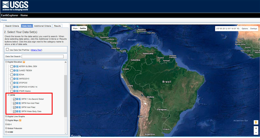 Como descargar DEM SRTM