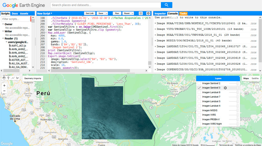 Script Google Engine para imagenes satélite