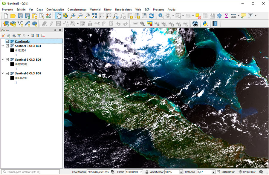 Visualizar imágenes Sentinel 3 en QGIS