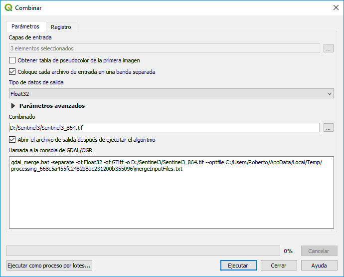 Combinar bandas satélite en QGIS