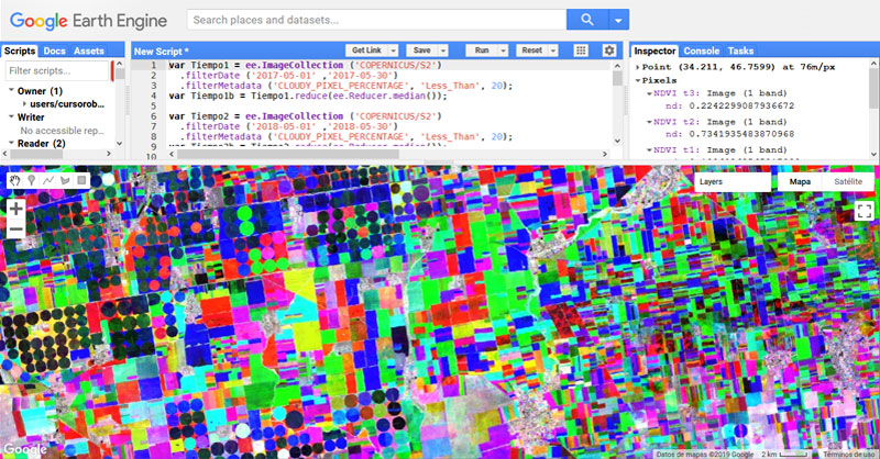 Análisis de vegetación NDVI multitemporal en Google Earth Engine