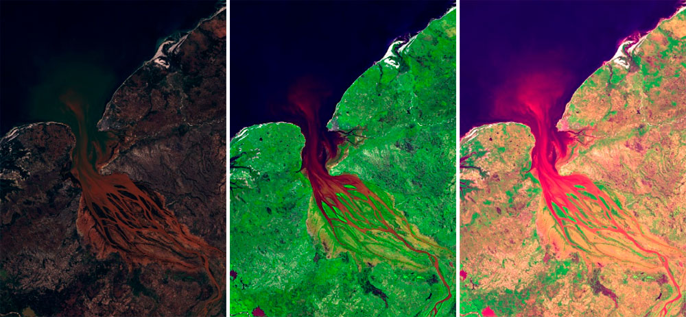 Análisis de sedimentos en imágenes satélite por multiplicación de bandas RGB