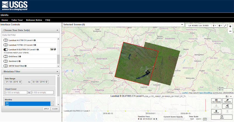 GloVis, descargar imágenes satélite y DEM de la USGS