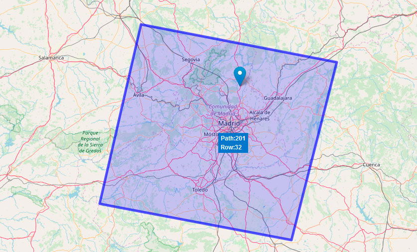 Valores Path y Row de Landsat 8