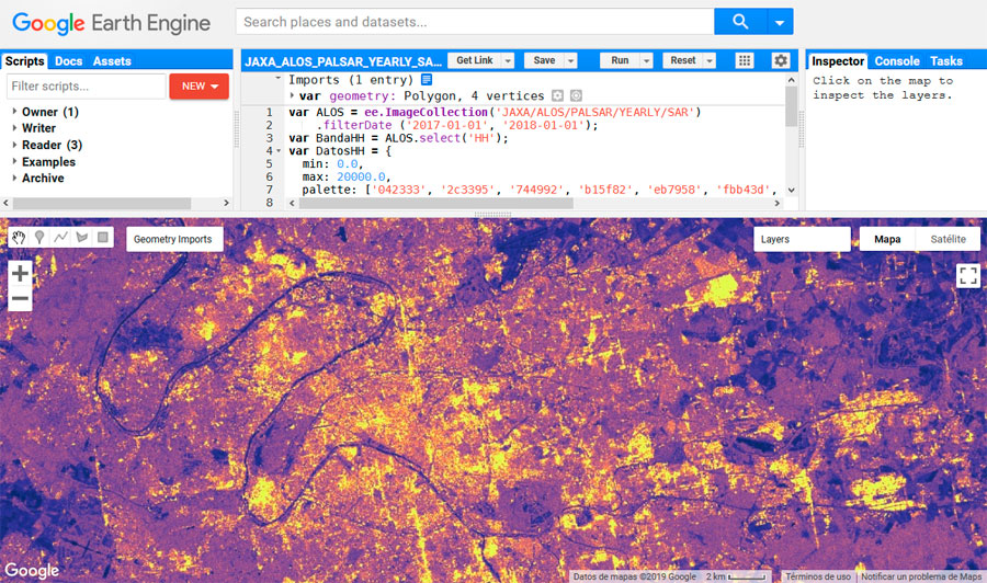 Datos SAR de ALOS PALSAR en Google Earth