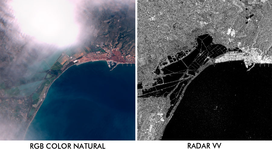 Datos radar para imagen satelite