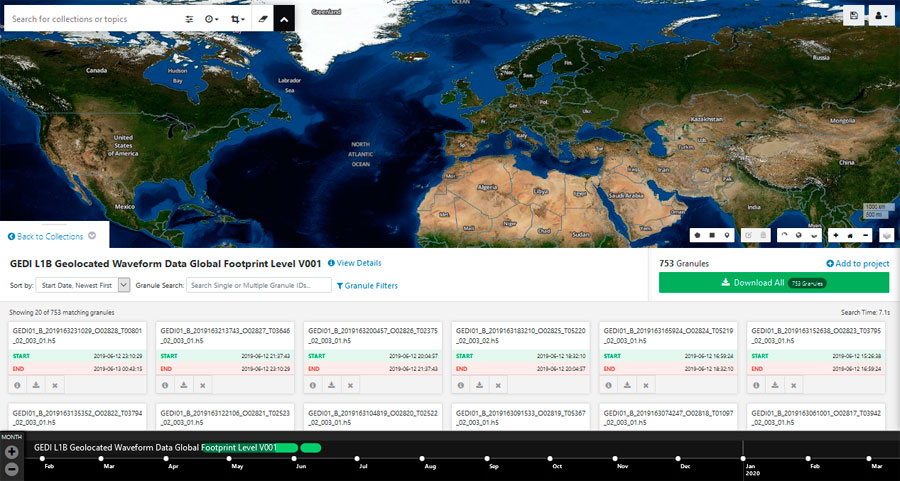 Descarga de datos LiDAR GEDI desde Earth Data