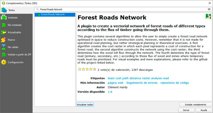 Forest Roads Network para QGIS