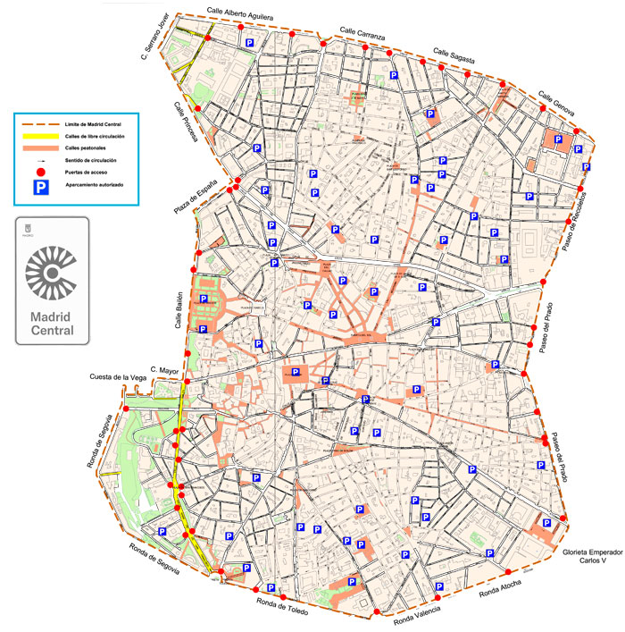 Límites del mapa de Madrid Central