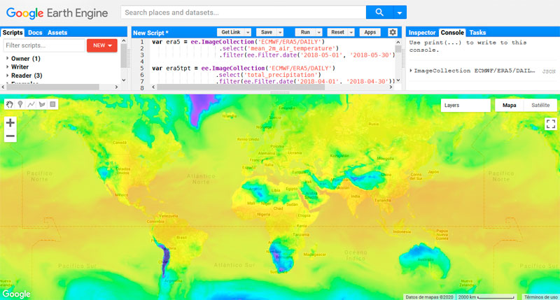 ERA5-Land, datos climáticos en Google Earth Engine