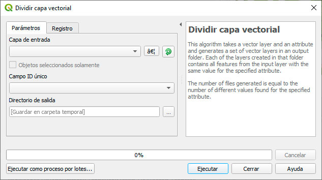 Dividir capa vectorial shapefile en QGIS