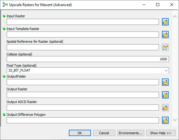 Toolbox de preparación de archivos ráster para MaxEnt