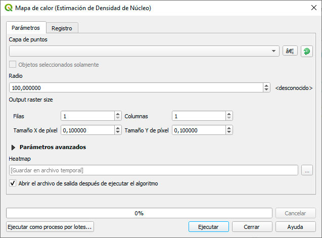 Mapas de densidad kernel en QGIS