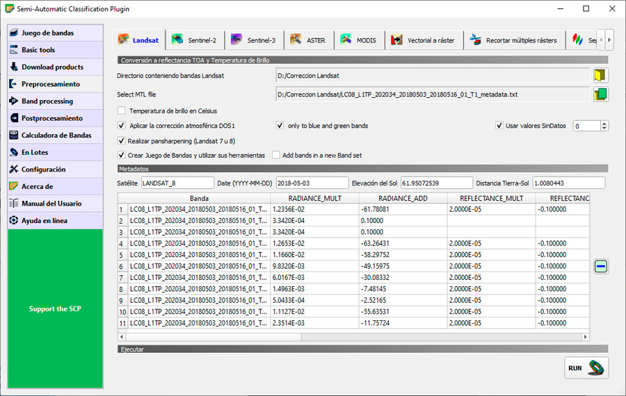 Corrección atmosférica de Landsat en QGIS