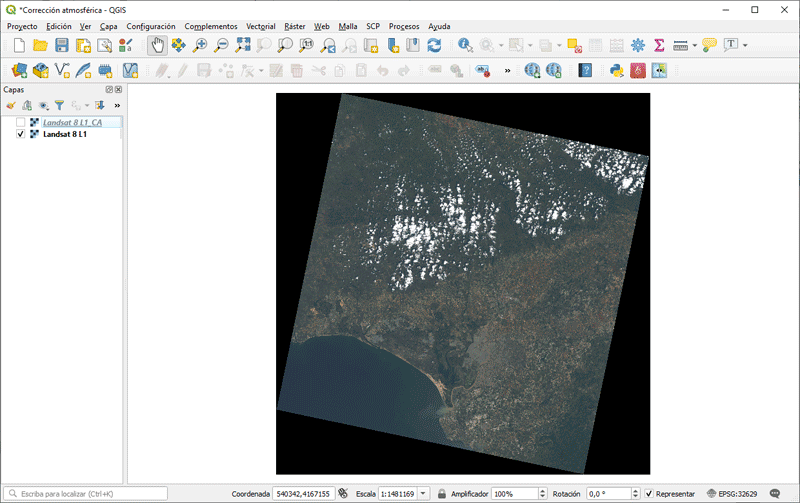 Corrección atmosférica de imágenes Landsat 8 en QGIS