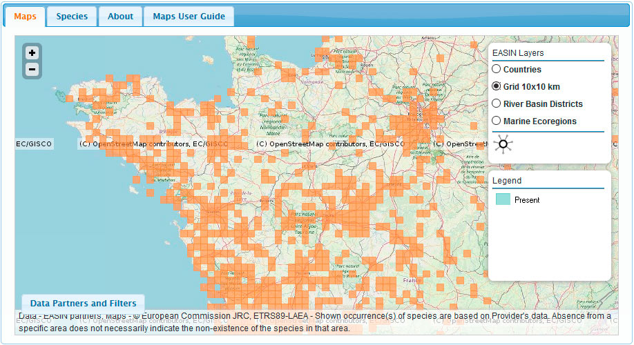 JRC mapas de distribución de especies invasoras