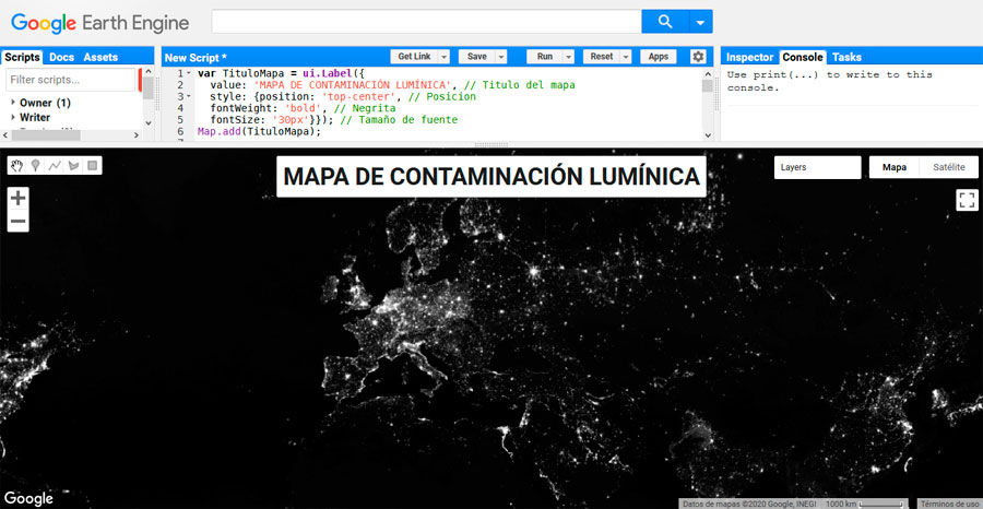 Añadir el título de mapa en Google Earth Engine