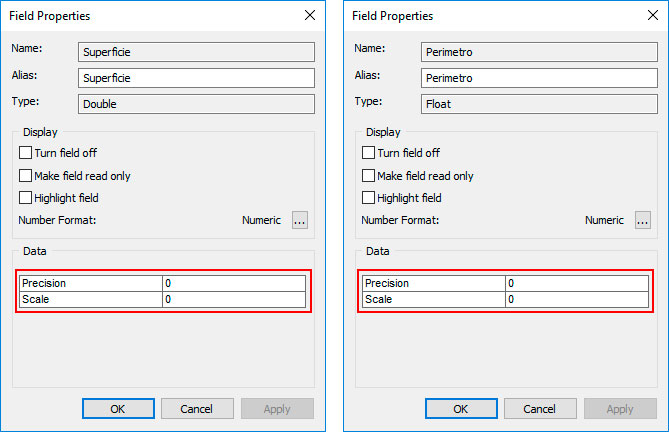 Problemas en campos decimales de la tabla de atributos en ArcGIS