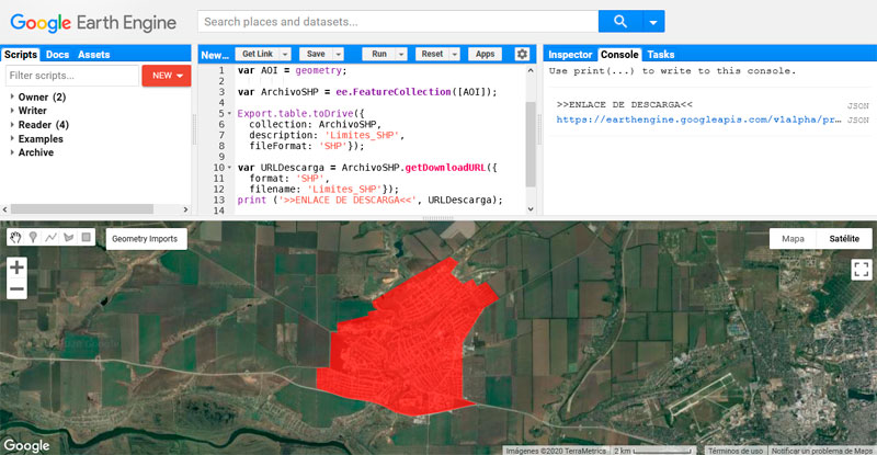 Exportar archivos en Google Earth Engine